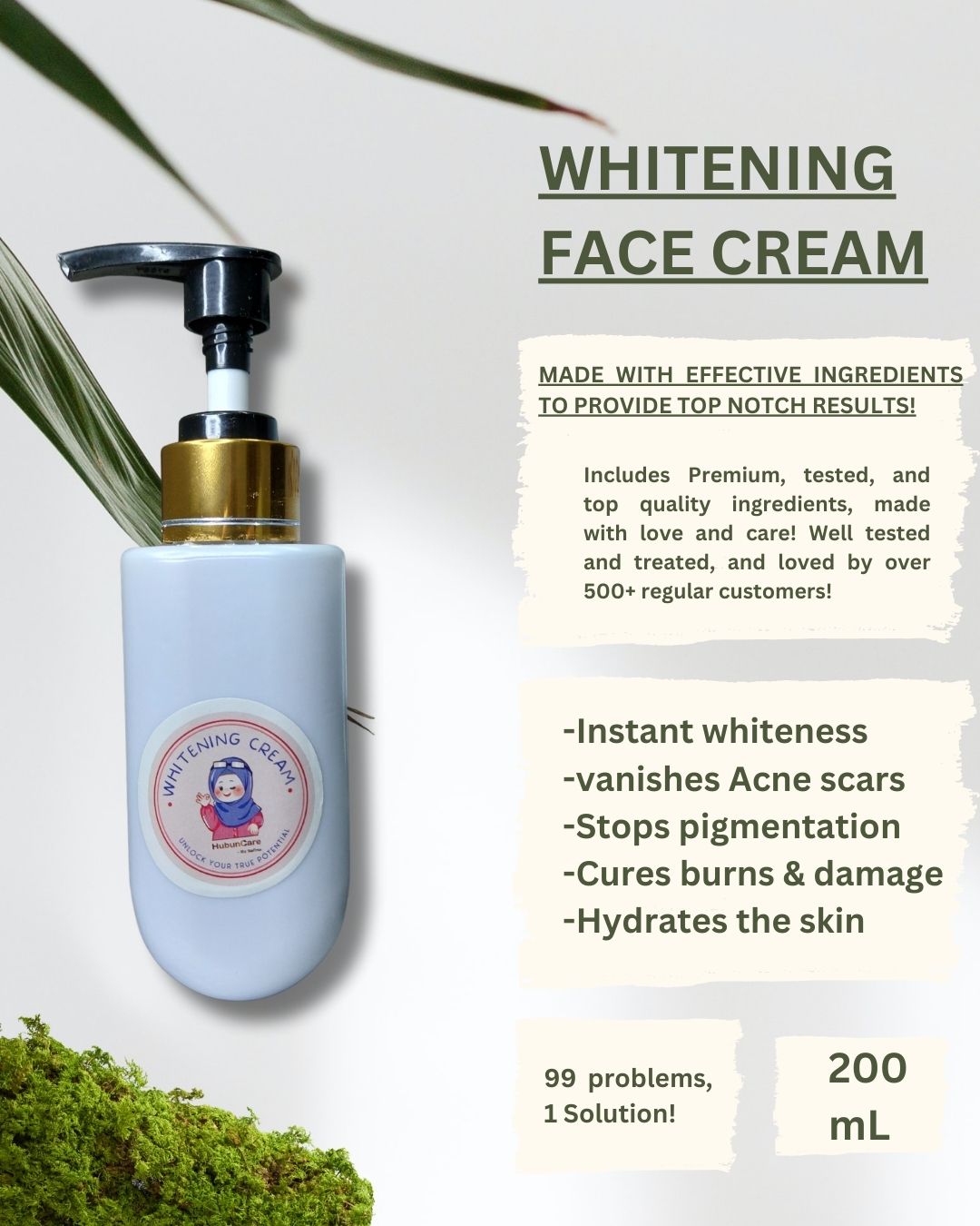 Whitening Face Cream + 24k Gold Face Serum for Acne & Skin Care